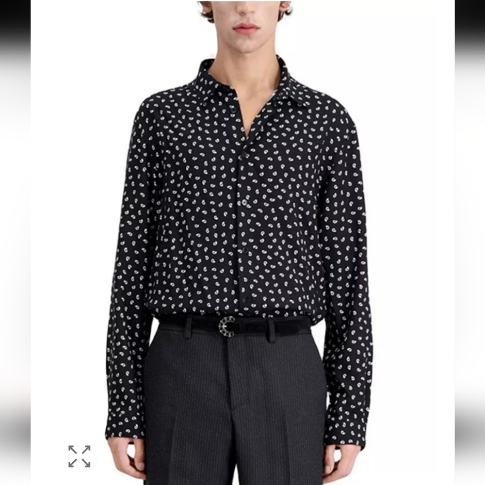 NWT The Kooples Paris Black And White Paisley Print Sz XXL